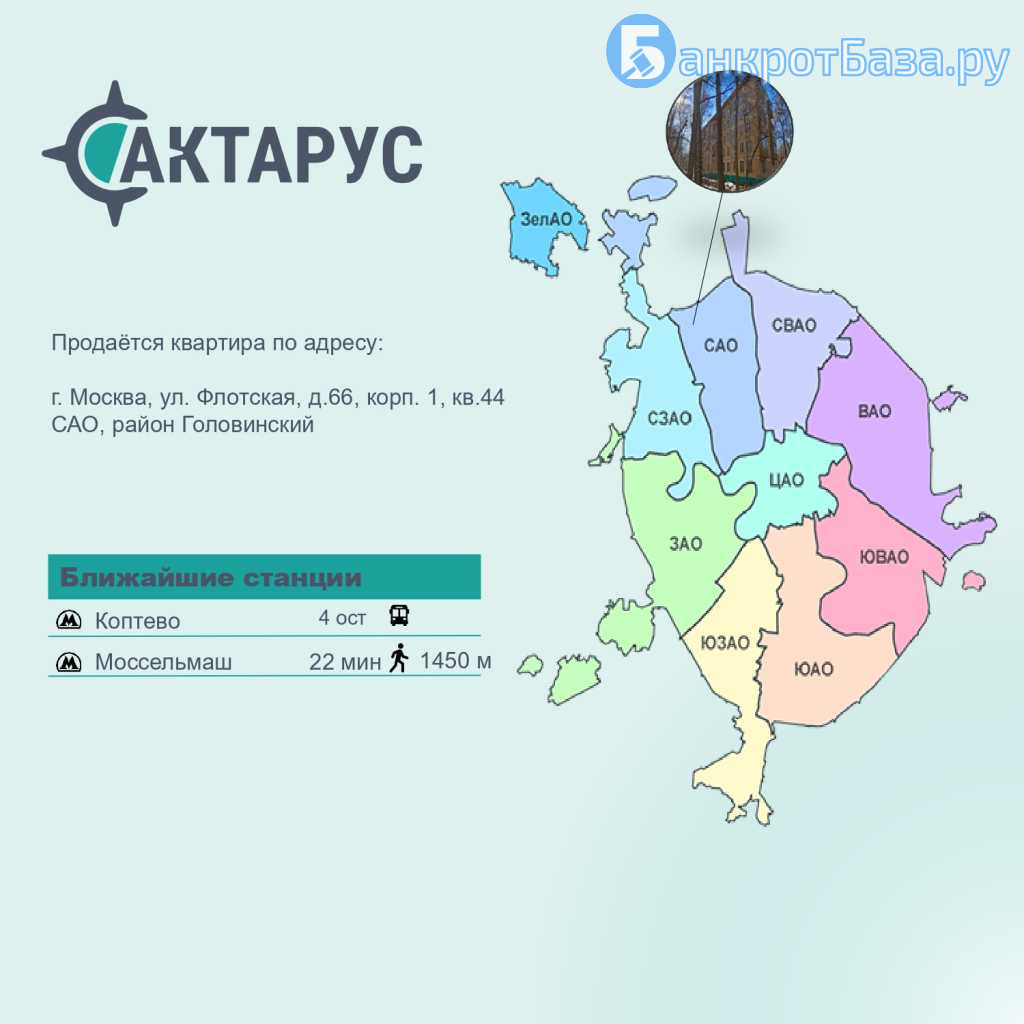 Квартира по адресу: г. Москва, Флотская ул., д. 66, корп.